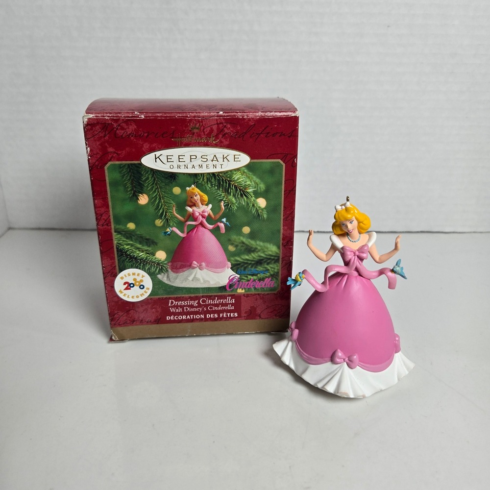 Hallmark Keepsake Ornament 2000 Disney Dressing Cinderella Pink Dress Box Damage